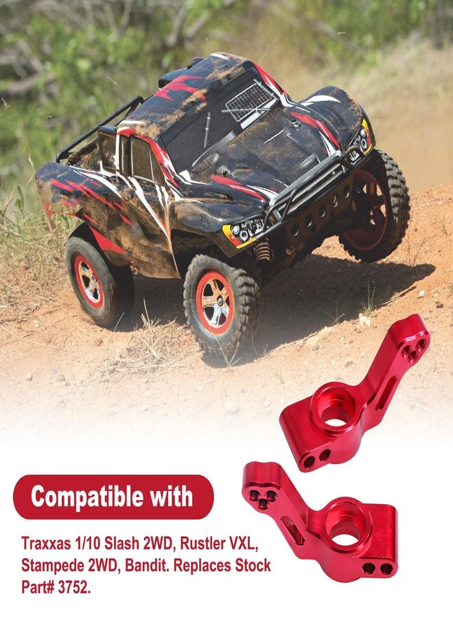CrazyHobby Aluminum Rear Stub Axle Carriers with Ball Bearings Upgrade Parts for 1/10 Traxxas Slash 2WD, Stampede, Rustler VXL, Replaces 3752 (Red) - Image 3